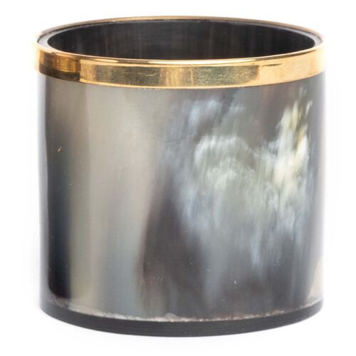 3" Cow Horn Votive w/ Trim, Natural/Gold~P77534564