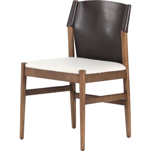 Peyton Leather Dining Chair, Espresso/Faux Shearling~P77650333