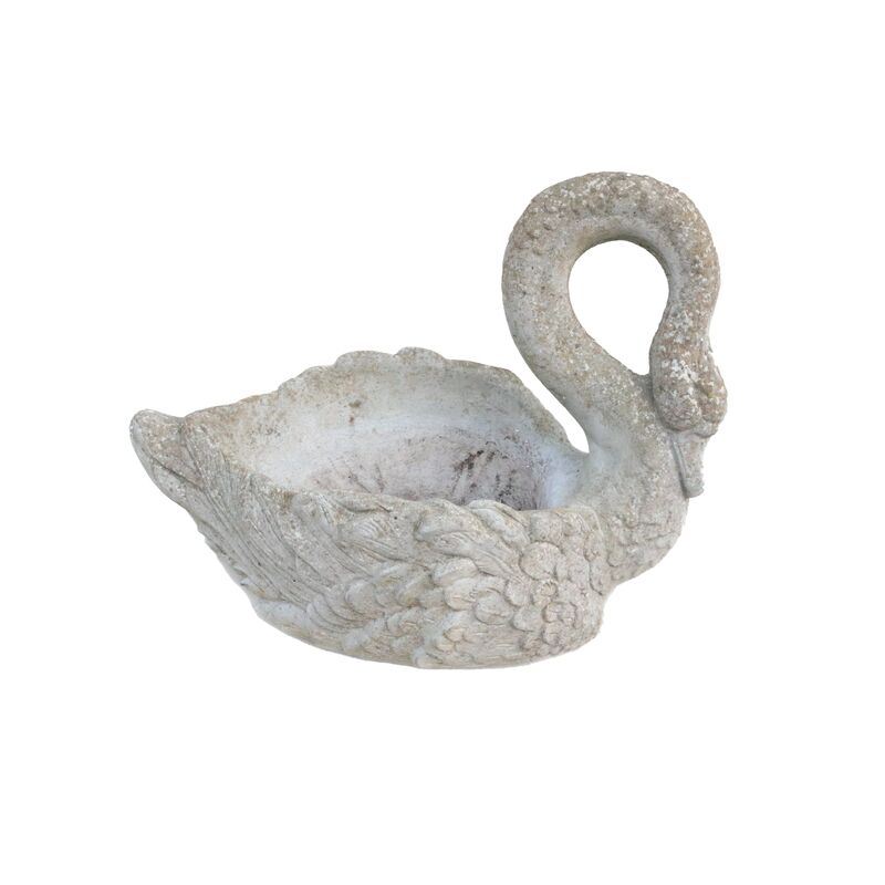 Large French Cast Stone Swan Planter