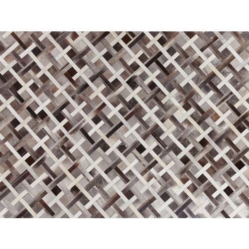 Natural Hide Cowhide hand-tufted Rug, Ivory/Gray~P77650149