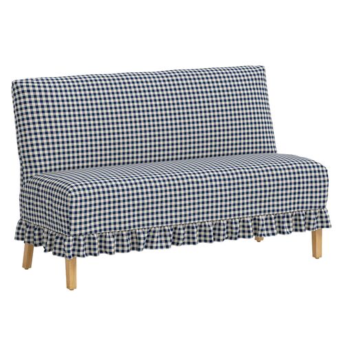 Maggie Ruffle Slipcover Dining Banquette, Classic Gingham Maggie Ruffle Slipcover Dining Banquette, Classic Gingham