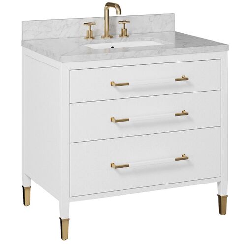 Verona 36" Vanity with Rectangular Undermount Sink, White