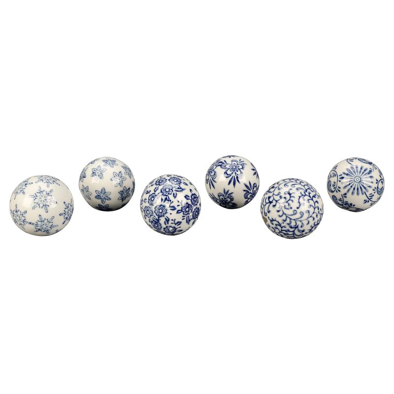 S/6 Blue & White Decorative Balls