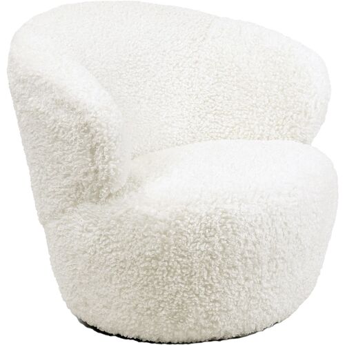 Myra Faux Boucle Wool Swivel Chair, White~P111119672