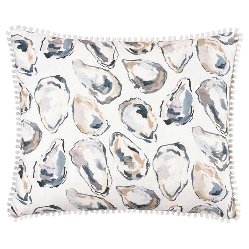 Montauk 15x18 Oyster Lumbar Pillow, White/Pastel
