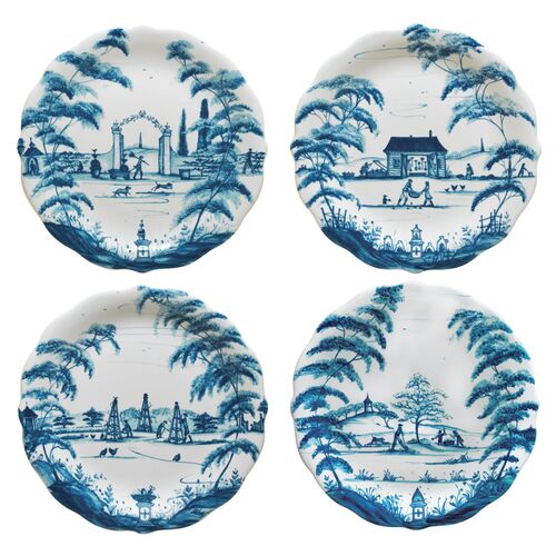 S/4 Spring Gardening Plates, Delft Blue~P77328525