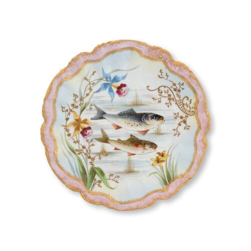 Hand-Painted Antique Limoges Fish Plate