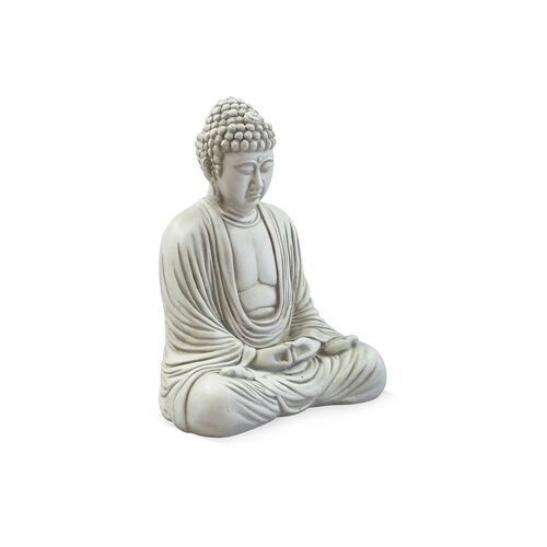 18" Meditating Buddha, Antiqued Stone~P76548318