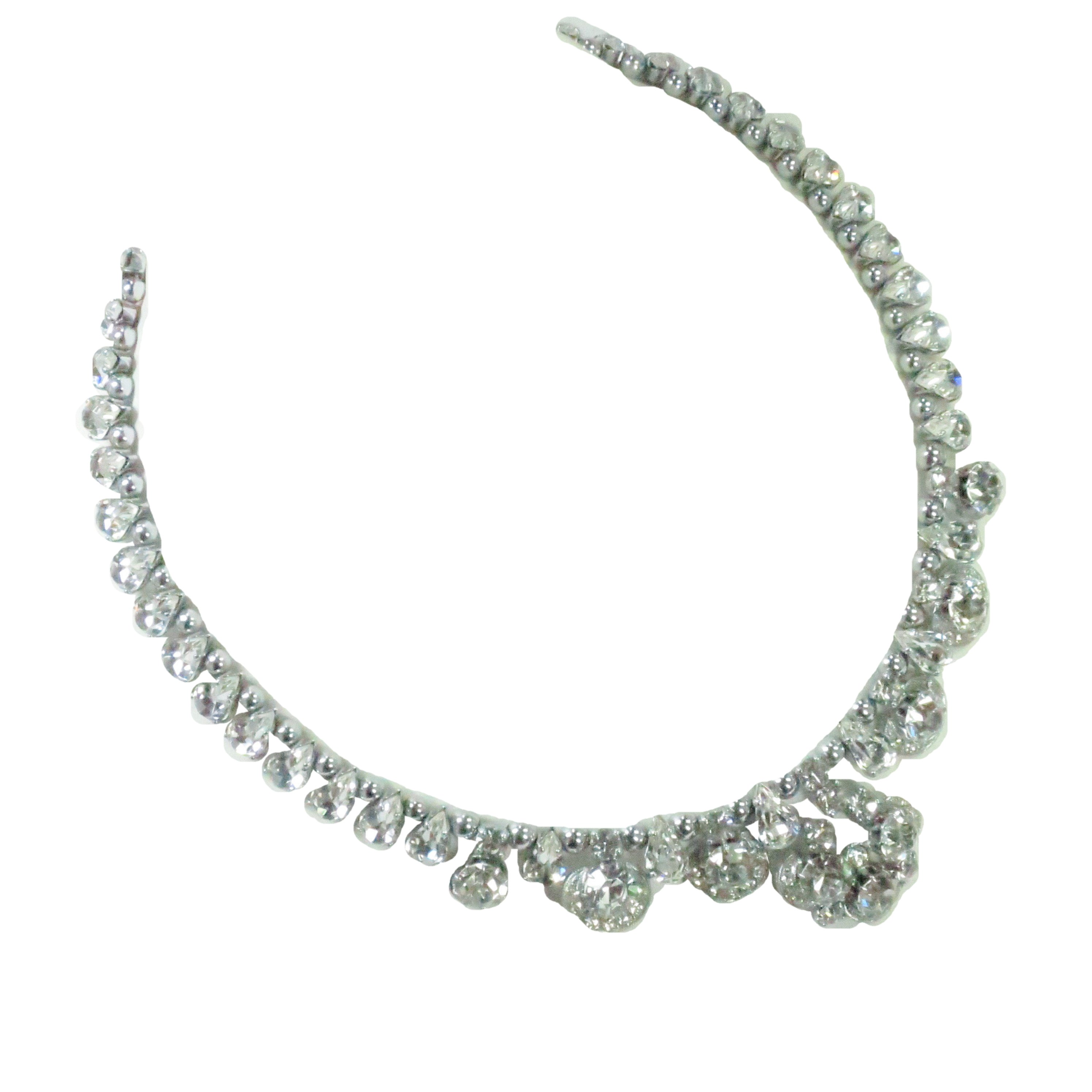1940s Crystal Memory Wire Necklace~P77647719