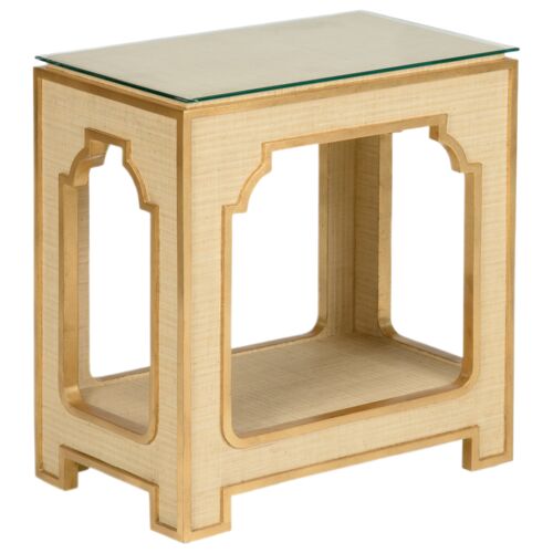 Yangon Raffia Side Table, Natural