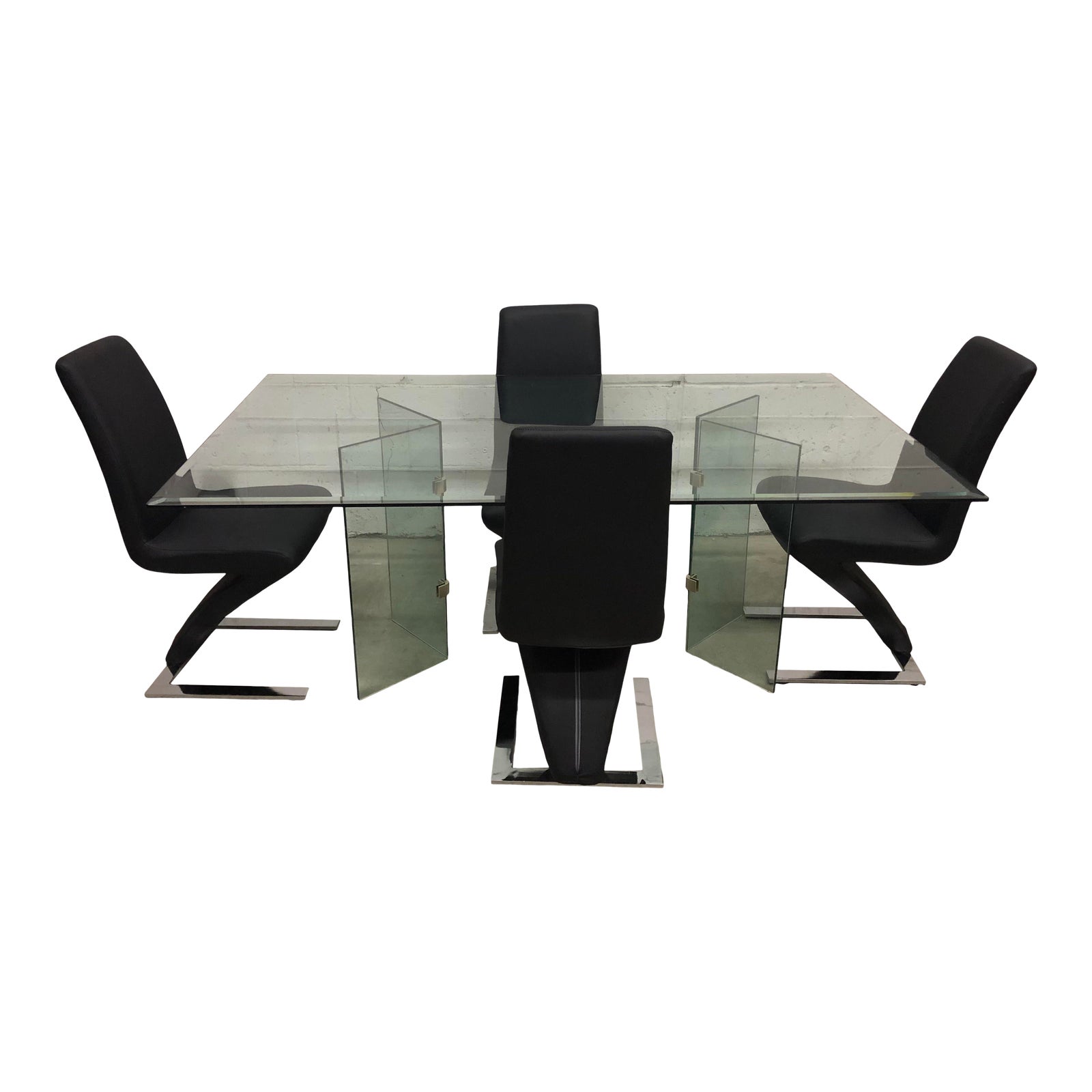 Glass Dining Table & 4 Zig Zag Chairs~P77624132