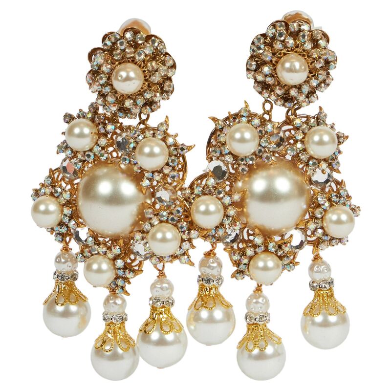 Vintage Lux - Vrba Woven Pearls Chandelier Earrings | One Kings Lane