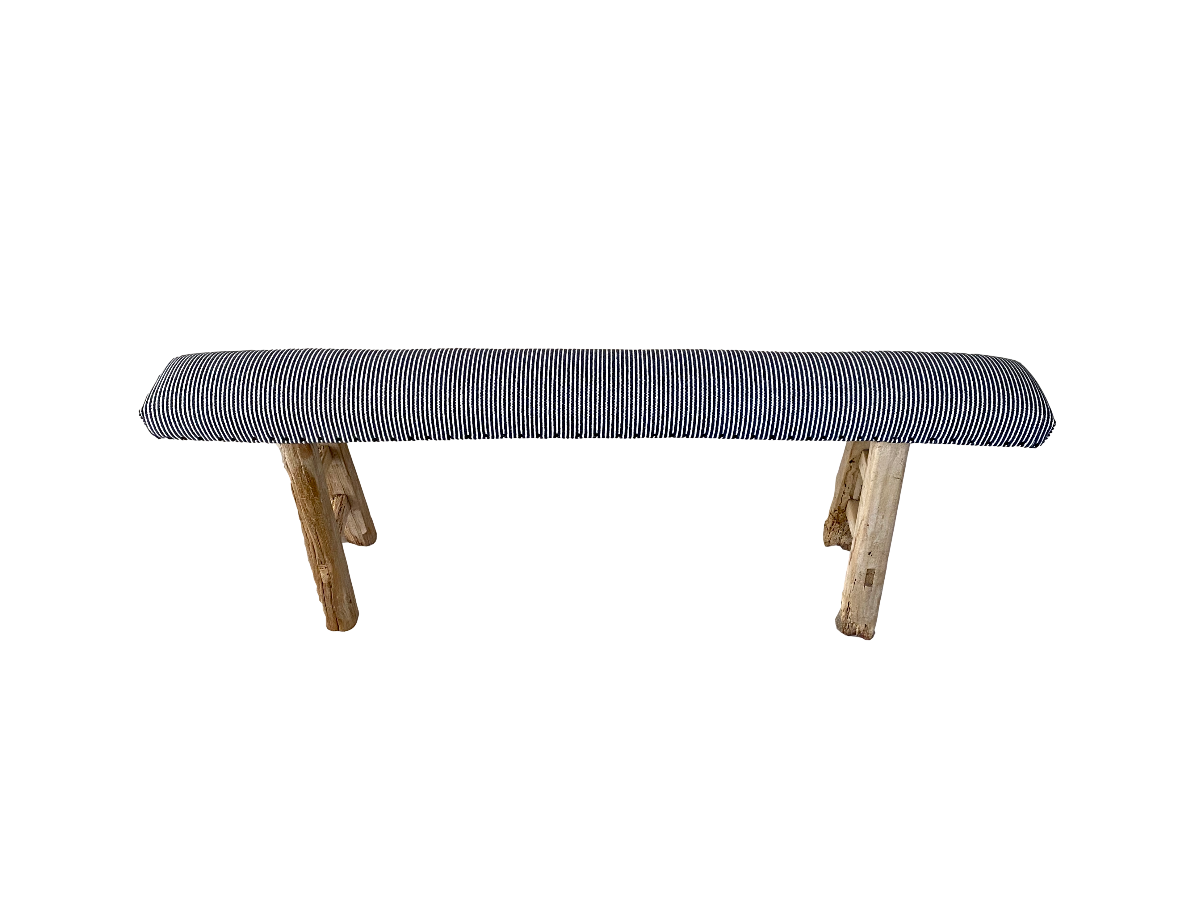 Rustic Long Elm Bench W/Upholstered Seat~P77659221