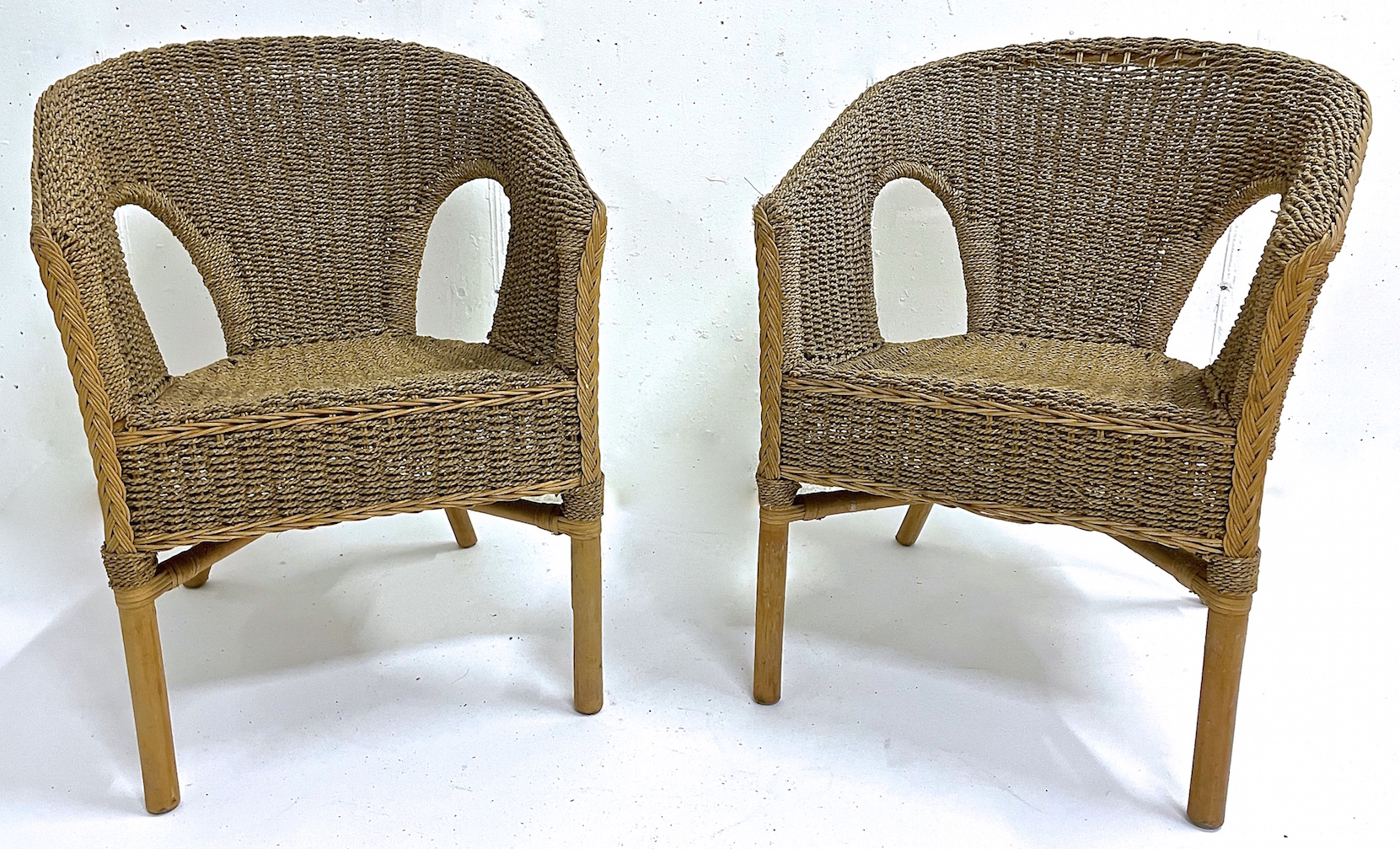Woven Seagrass & Bamboo Chairs, PR~P77660916