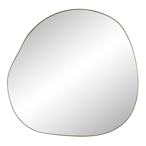 Hiro Round Wall Mirror, Burnished Brass