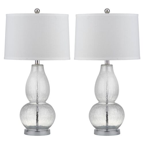 S/2 Adele Gourd Table Lamps, Crinkle Glass~P46316639