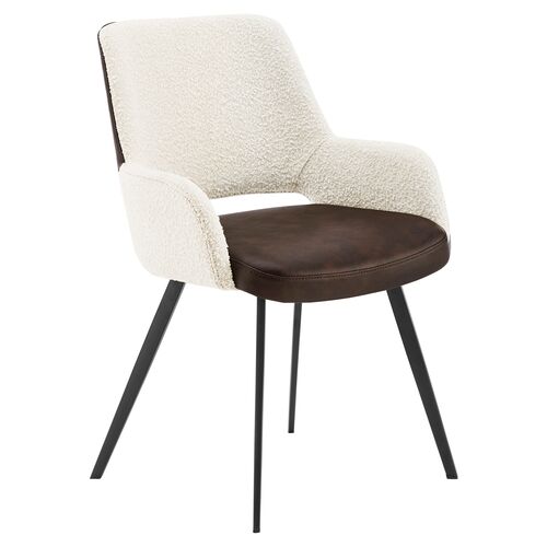 Ava Armchair, Ivory Boucle/Brown~P77641933