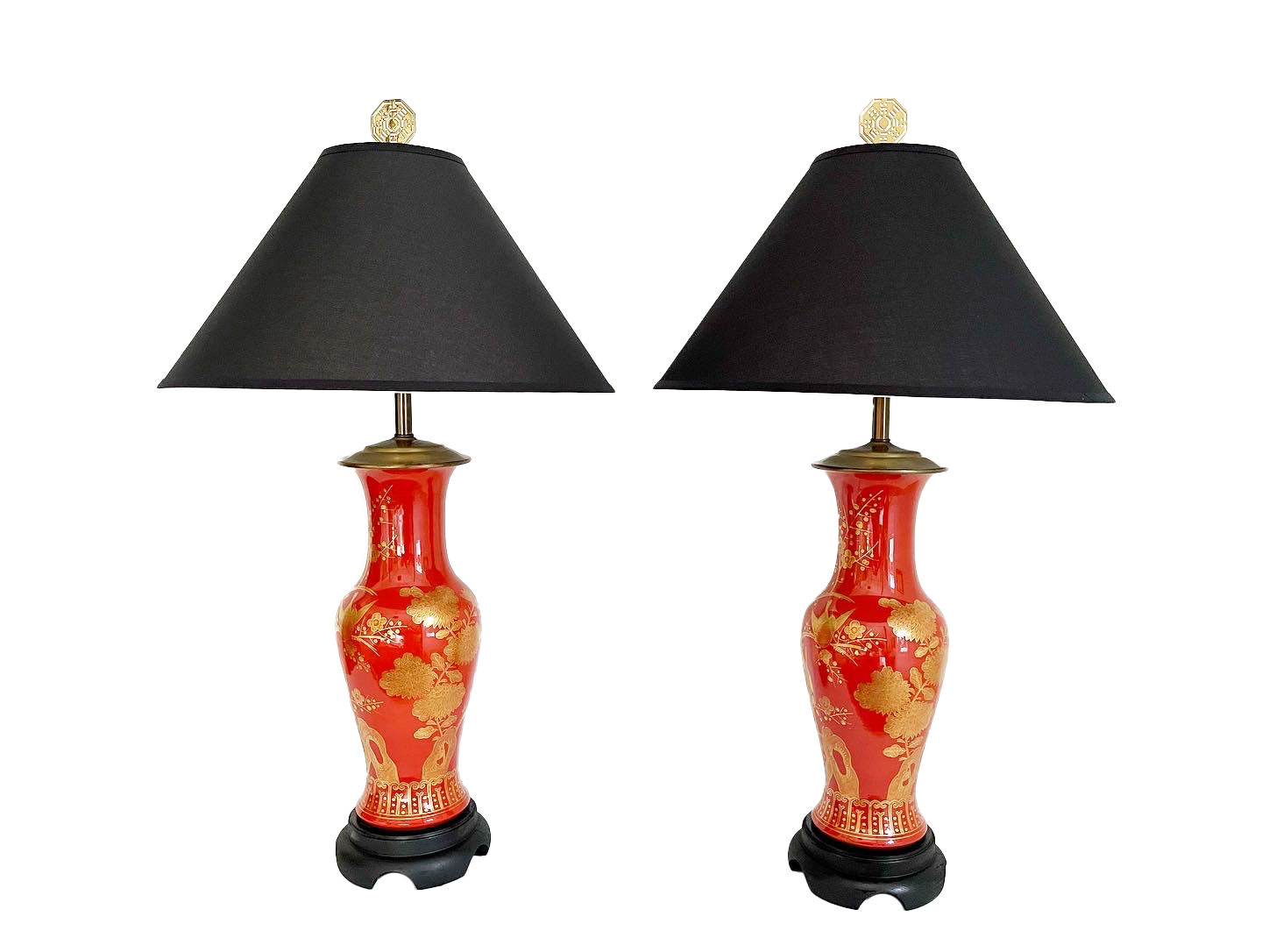 Midcentury Chinoiserie Lamps w/Shades~P77661398