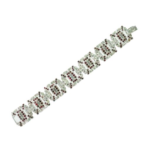 1930s Art Deco Ruby Crystal Bracelet~P77667442