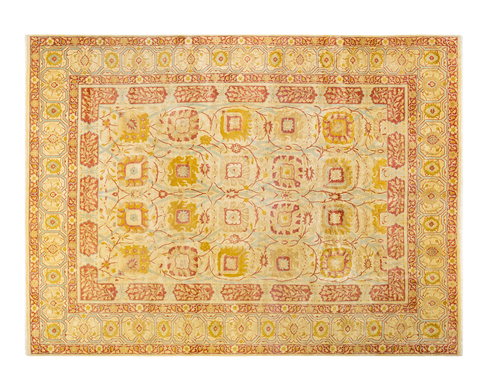 One-of-a-Kind Hand-Knotted Yellow Rug, 10'1" x 14'
