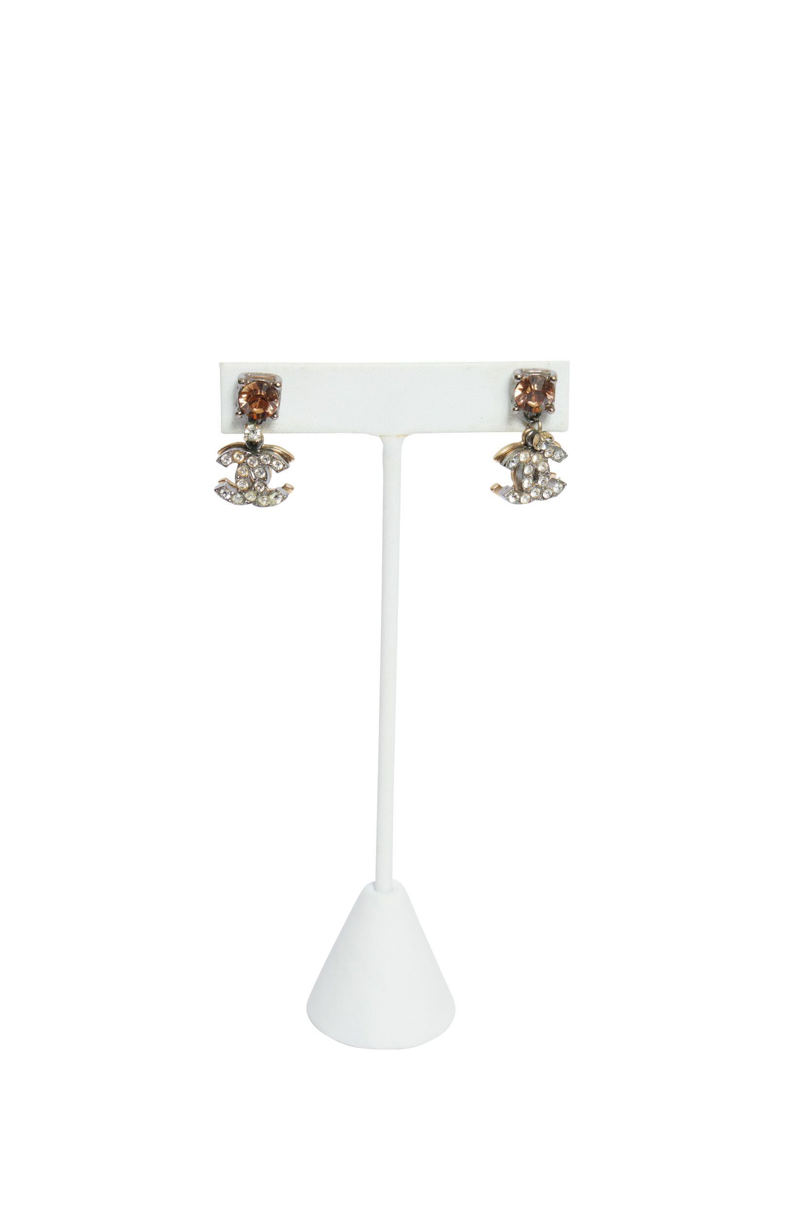 Chanel Amber Glass/CC Crystal Earrings~P77645774