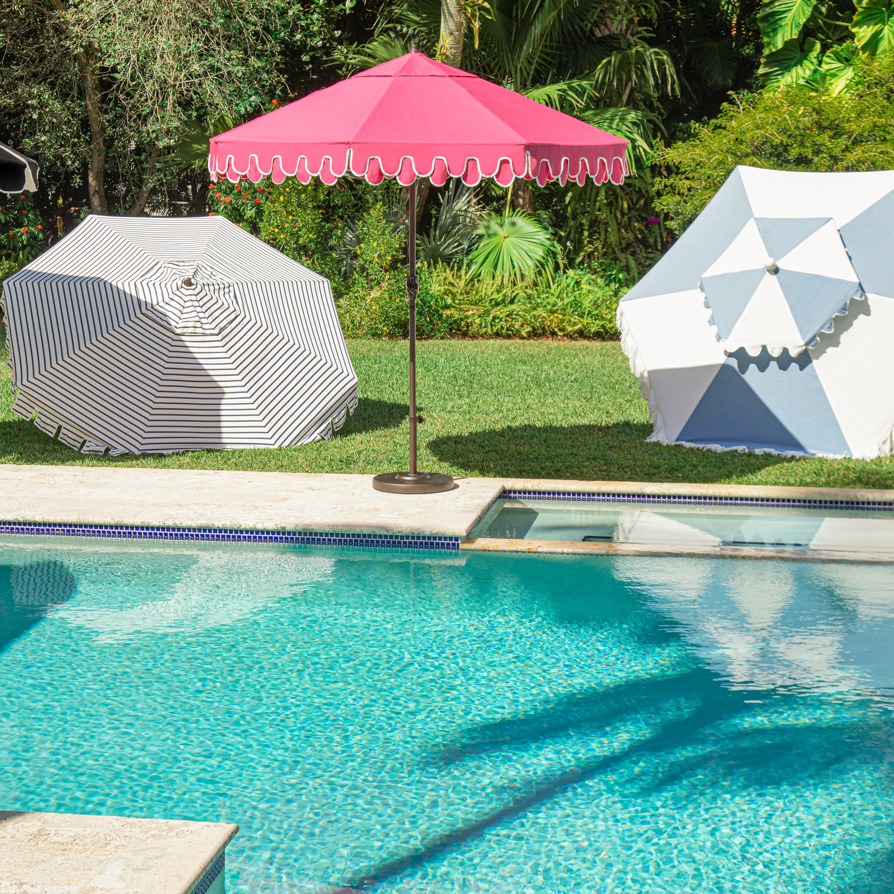 empire patio umbrellas GRAND 11 ft 12 ft Cantilever Patio Umbrella with Base, Round Large Offset for Garden Deck Pool Handle Material The Best Resort Inspired Patio