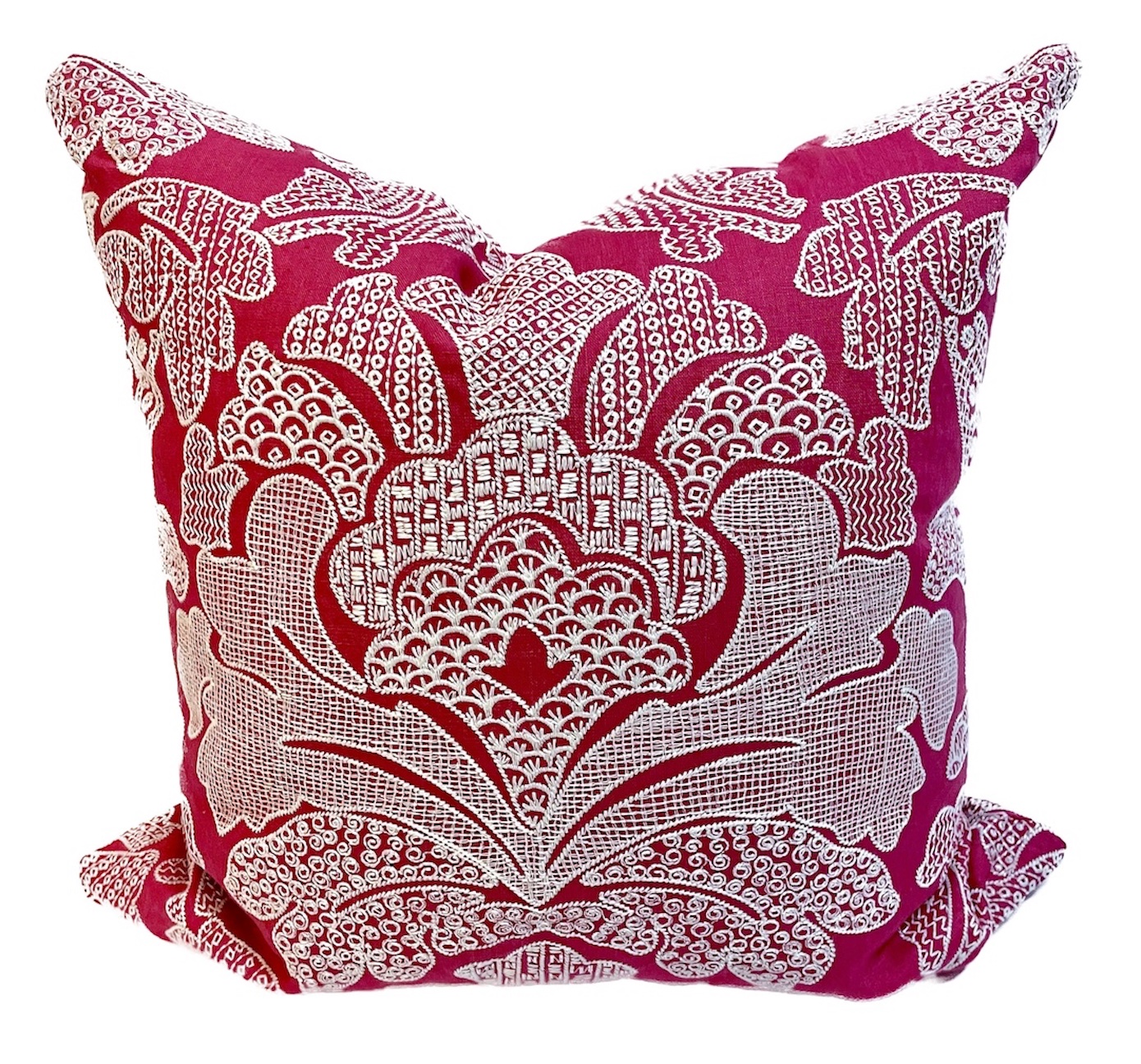 White Floral Embroidered Pillows, PR~P77687281