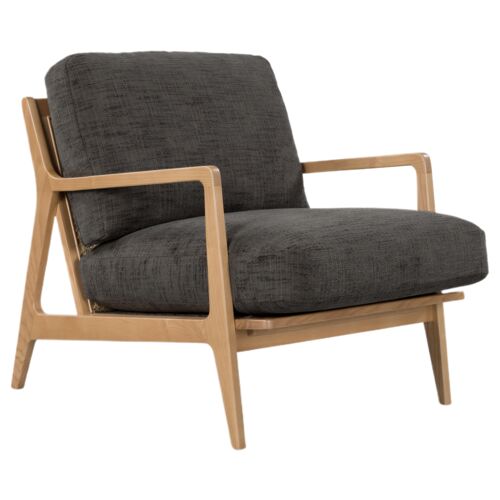 Elois Cane/Linen-Blend Accent Chair