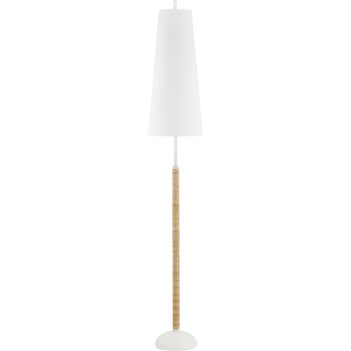 Mariana Floor Lamp, Textured White/Rattan~P111126170