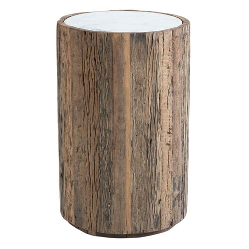 Eli Marble Top & Reclaimed Wood Side Table