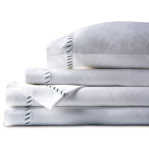 Ona Sheet Set, White/Charcoal