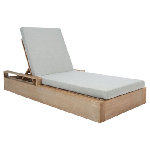 Lunara Outdoor Eucalyptus Chaise Lounge Chair, Natural/Light Grey