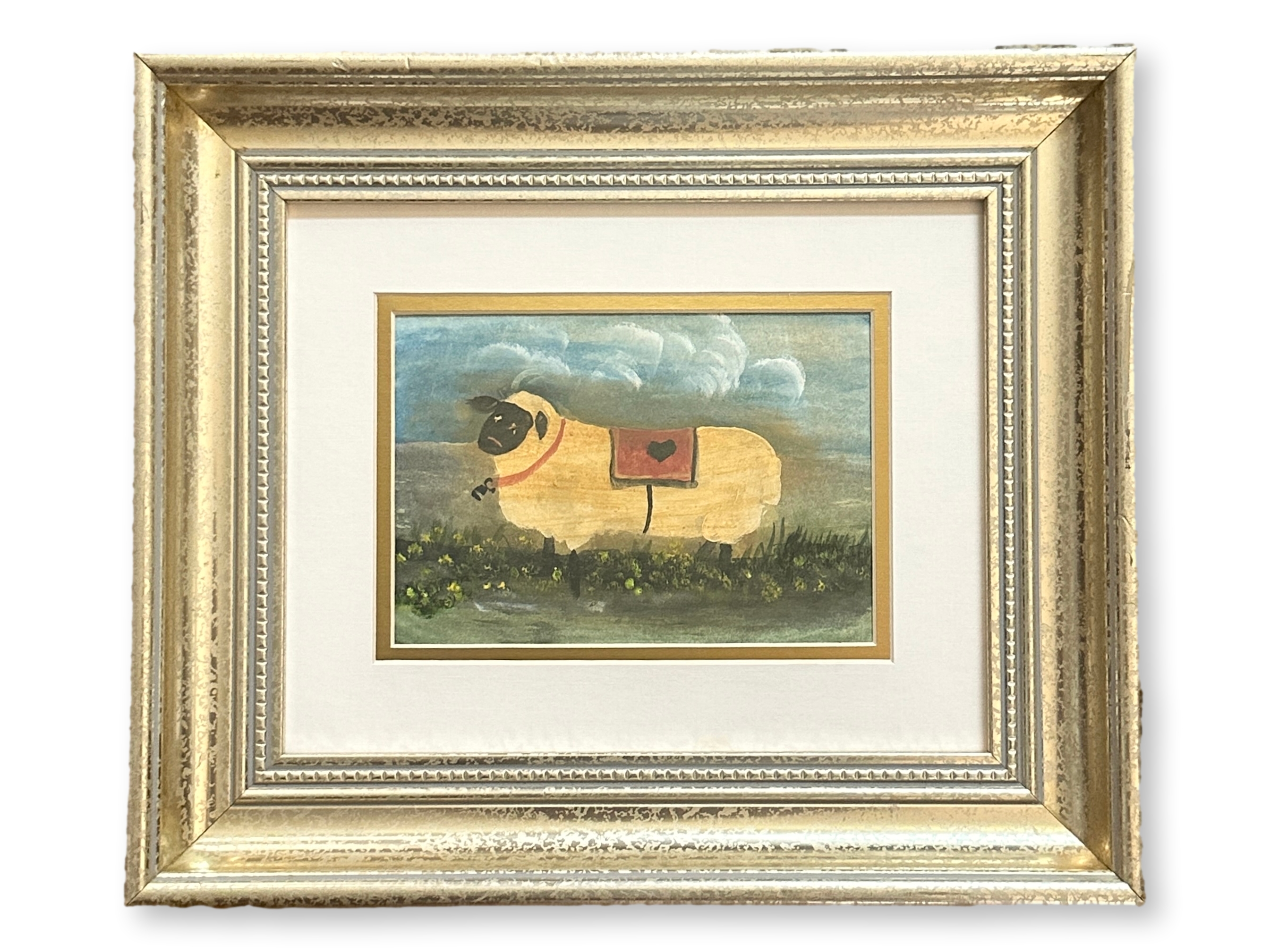 Folk Art Sheep w/ Heart Blanket