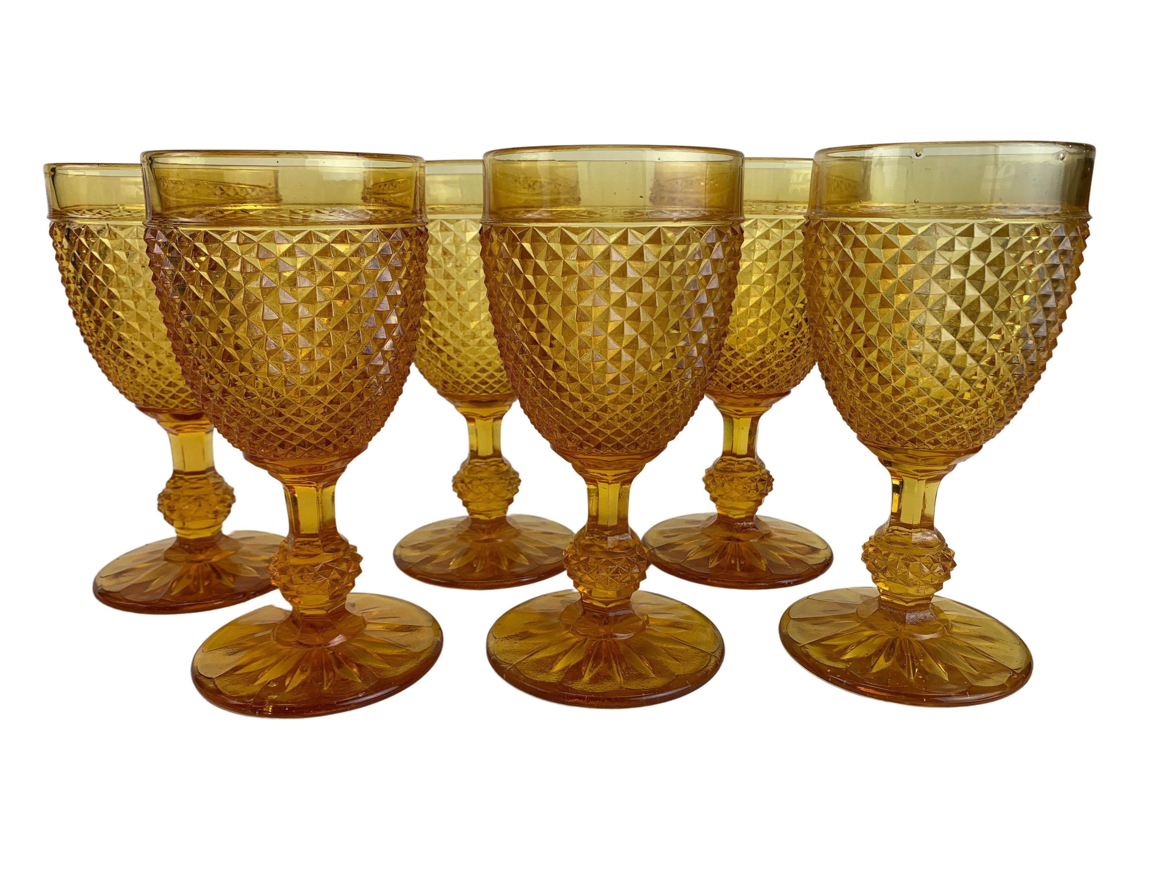 Midcentury Amber Glass Goblets~P77615855