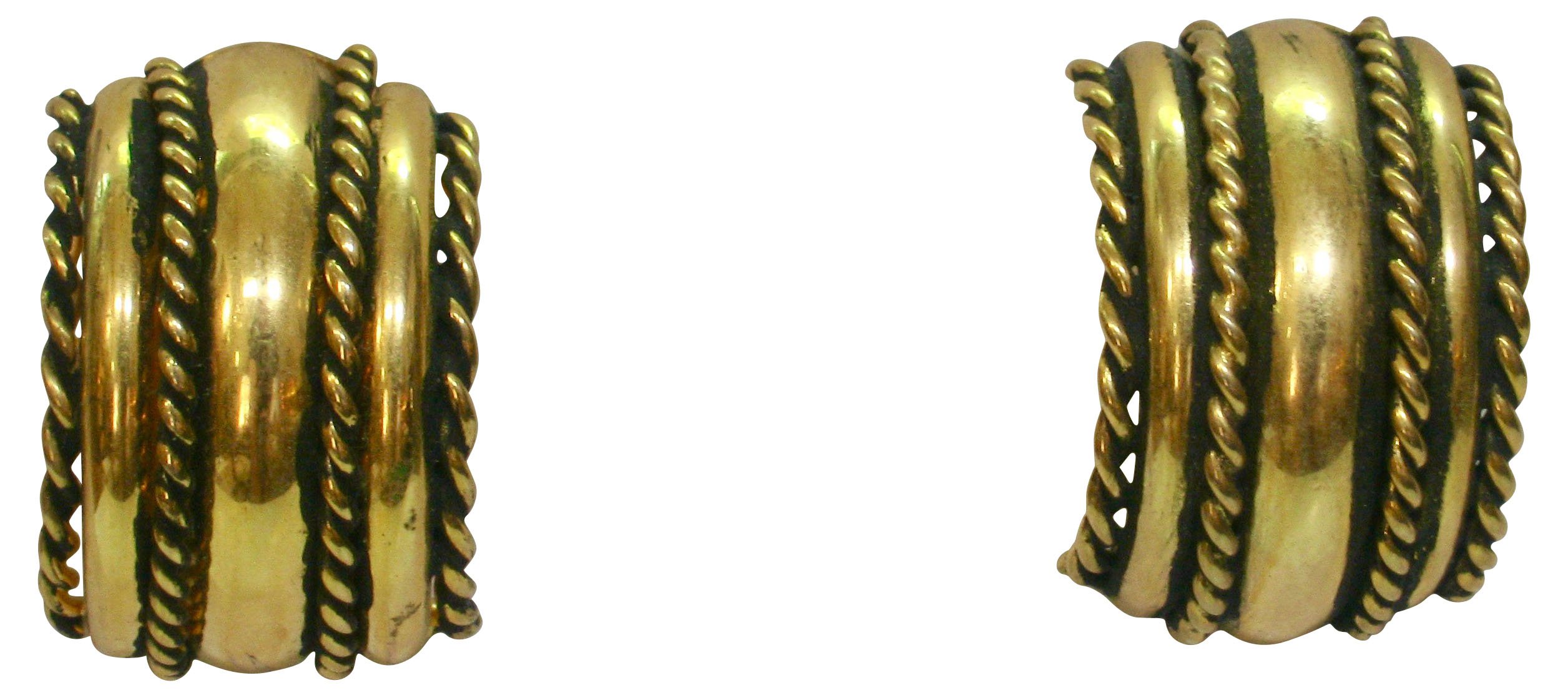 1970s Gold & Black Cable Earrings
