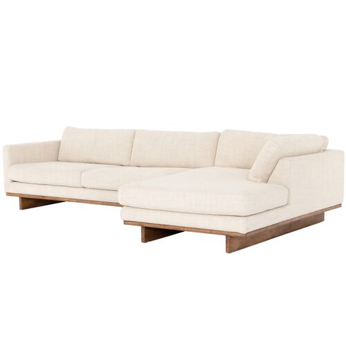 Como 2pc 70" Sectional Right-Facing Chaise, Taupe Performance
