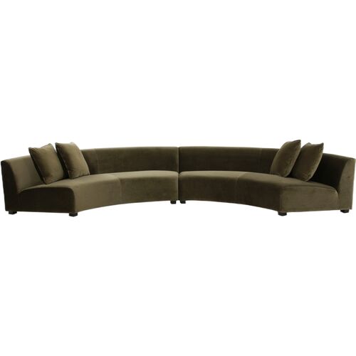 Florence 2pc Curved Sectional, Velvet