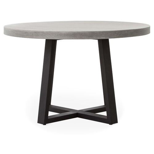 Caleb 48" Round Outdoor Stone Dining Table, Gray~P77567065