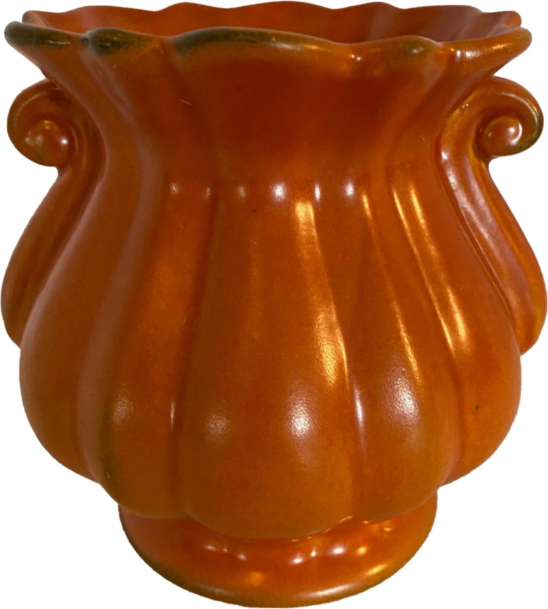 Burnt Orange 1940s Pottery Urn Vase~P77611171