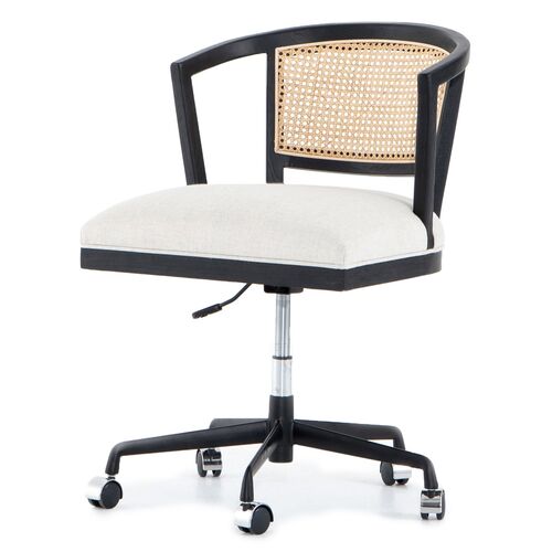 Aimee Cane Desk Chair, Brushed Ebony~P77595355