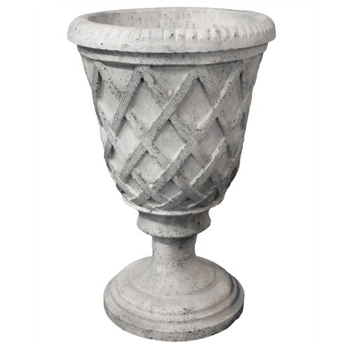 19.5" Basket Outdoor Urn, Cathedral White