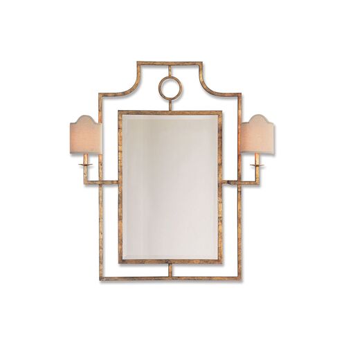 Doheny 38"x46" Sconces Wall Mirror, Gold~P77314283~P77314283