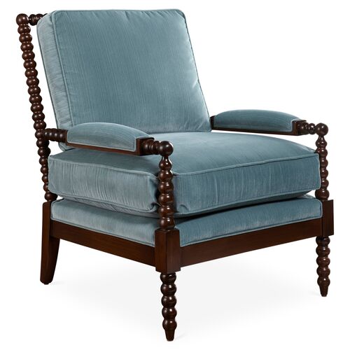 Bankwood Spindle Chair, Blue Velvet~P77126013