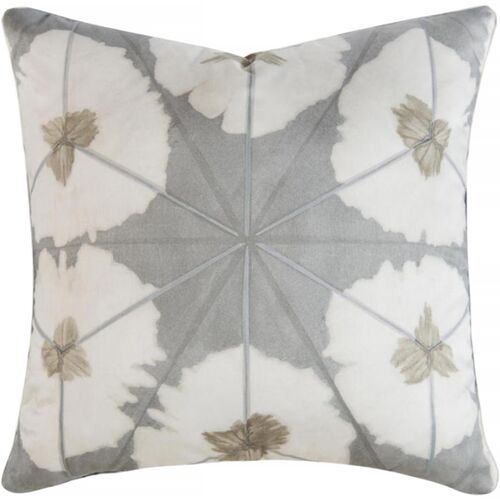 Sunburst Cotton Pillow, Grey/White