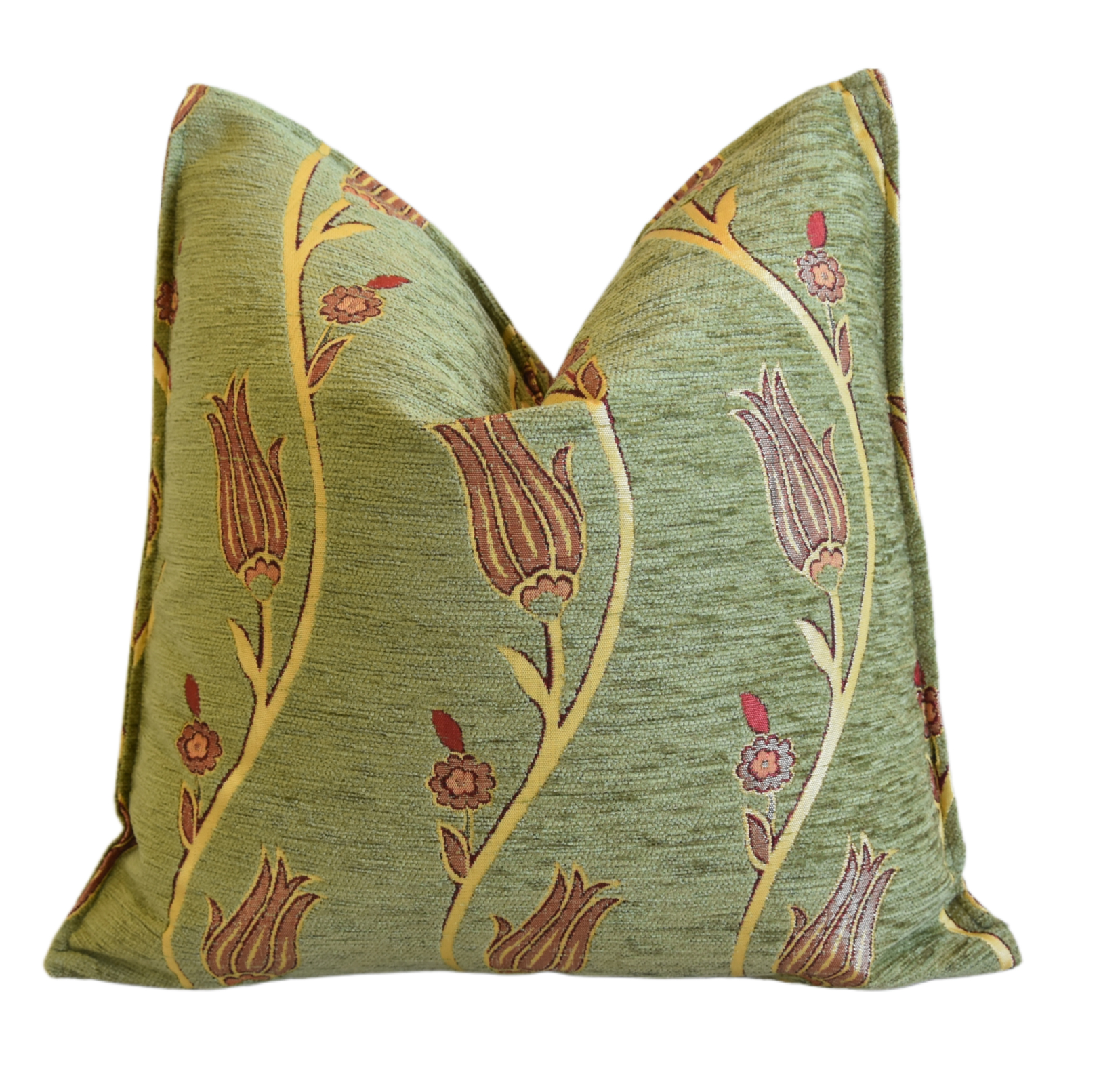 French Velvety Chenille Floral Pillow~P77681106