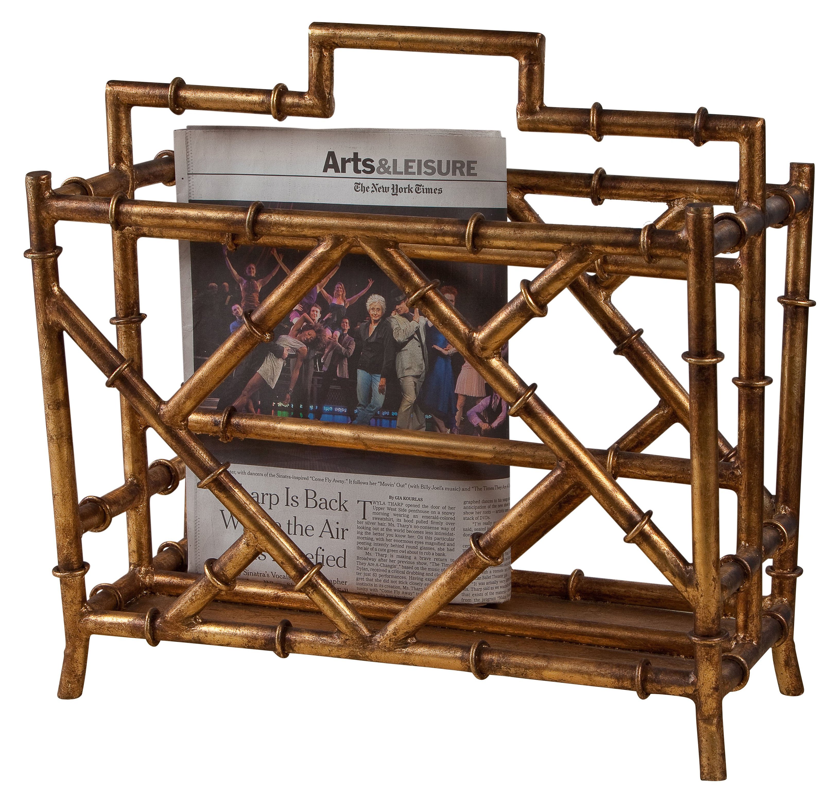 18" Bamboo-Style Magazine Rack, Gold