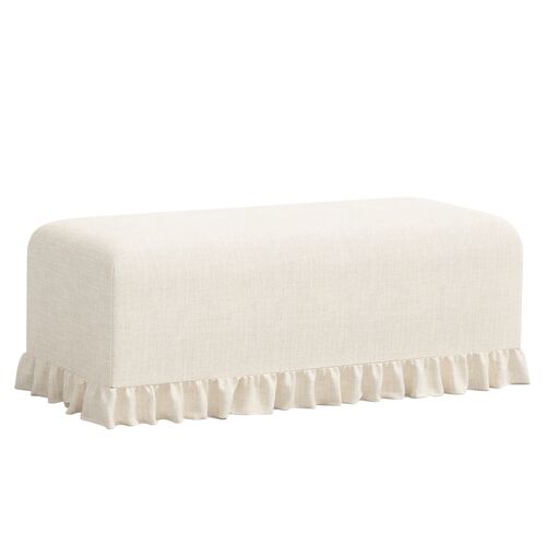 Maggie Ruffle Slipcover Backless Dining/Accent Bench, Linen Maggie Ruffle Slipcover Backless Dining/Accent Bench, Linen