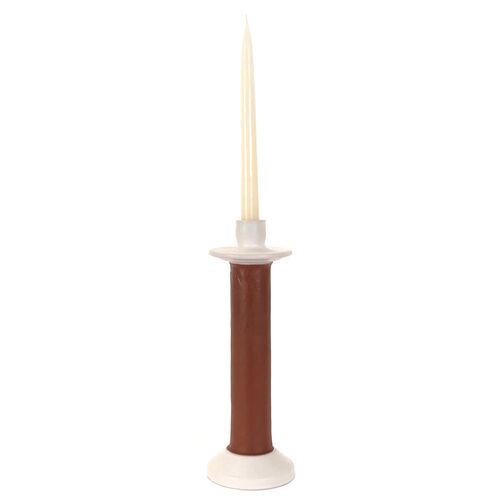 Alcantara Frederic, Large Leather Wrapped Candle Holder
