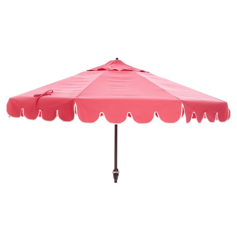 Phoebe Scallop-Edge Patio Umbrella, Hot Pink