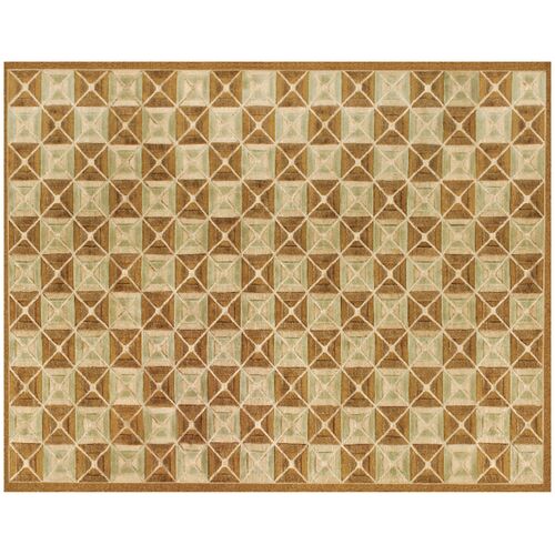 Chadwick Diamond Rug, Taupe/Green